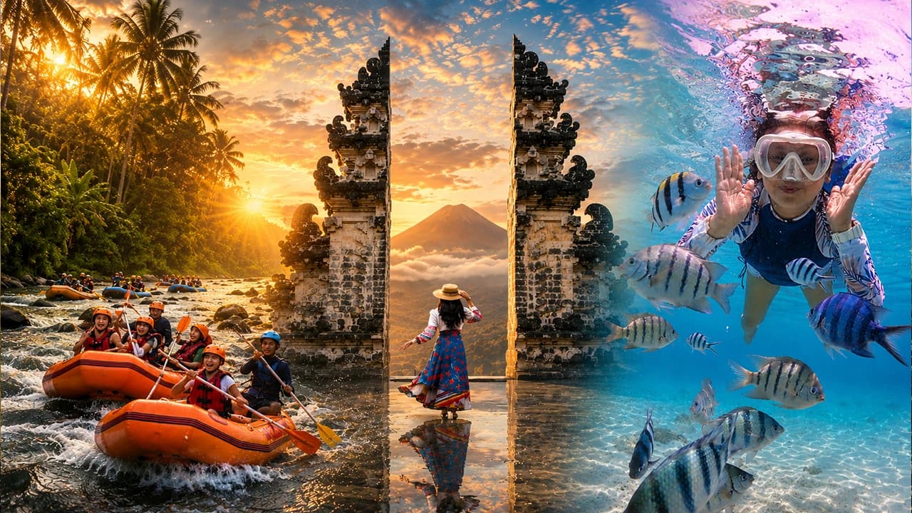 Bali Gate of Heaven, Blue Lagoon Snorkeling or Rafting